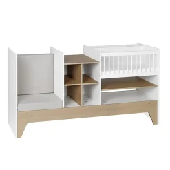 Lit bébé évolutif combiné Blanc & bois ECRIN