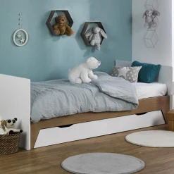 Lit bébé évolutif combiné Blanc & bois ECRIN