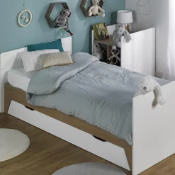 Lit bébé évolutif combiné Blanc & bois ECRIN