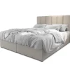 Lit boxspring avec matelas et sur-matelas inclus MERIL 160x200cm Tissu Beige