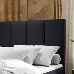 Lit boxspring avec matelas et sur-matelas inclus MERIL 180x220cm Simili Noir