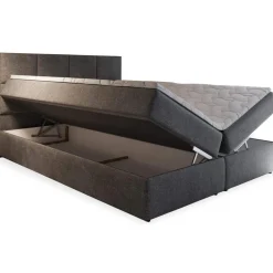 Lit Boxspring NALZEN 180cm Tissu Gris