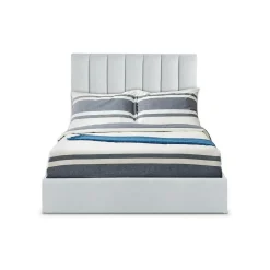 Lit Coffre + Sommier Velours Gris DREAMY 140cm