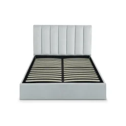 Lit Coffre + Sommier Velours Gris DREAMY 140cm