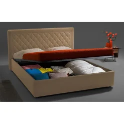 Lit coffre AROLDSEN 140cm Velours Beige