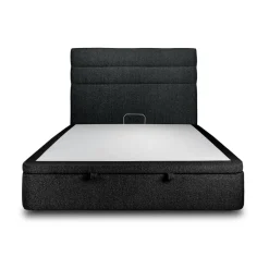 Lit coffre avec tête de lit lignes Bouclette Noir