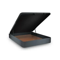 Lit coffre avec tête de lit tapissier Velours Gris anthracite