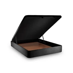 Lit coffre avec tête de lit capitonnee Bouclette Noir