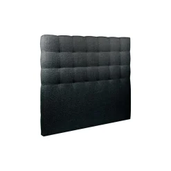 Lit coffre avec tête de lit capitonnee Bouclette Noir