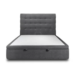 Lit coffre avec tête de lit capitonnee Tissu Noir