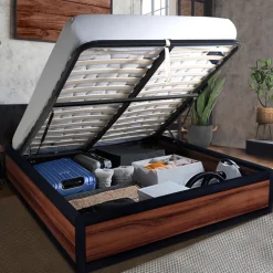 Lit coffre boston bois fonce