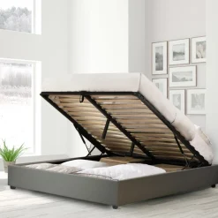 Lit coffre cancun similicuir gris