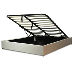 Lit coffre cancun similicuir blanc