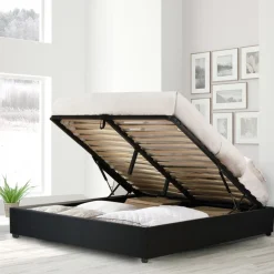 Lit coffre cancun tissu gris fonce