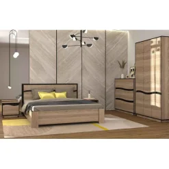 Lit Complet 140x200cm Chêne Clair