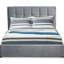 Lit Double LUFTANI Avec Sommier Relevable 160x200cm Velours Argent