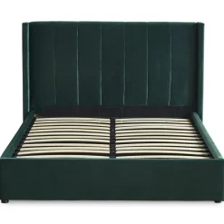 Lit Double MAGORIAL Avec Sommier Relevable 140x190cm Velours Vert