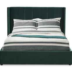 Lit Double MAGORIAL Avec Sommier Relevable 140x190cm Velours Vert