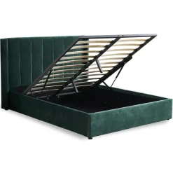 Lit Double MAGORIAL Avec Sommier Relevable 140x190cm Velours Vert