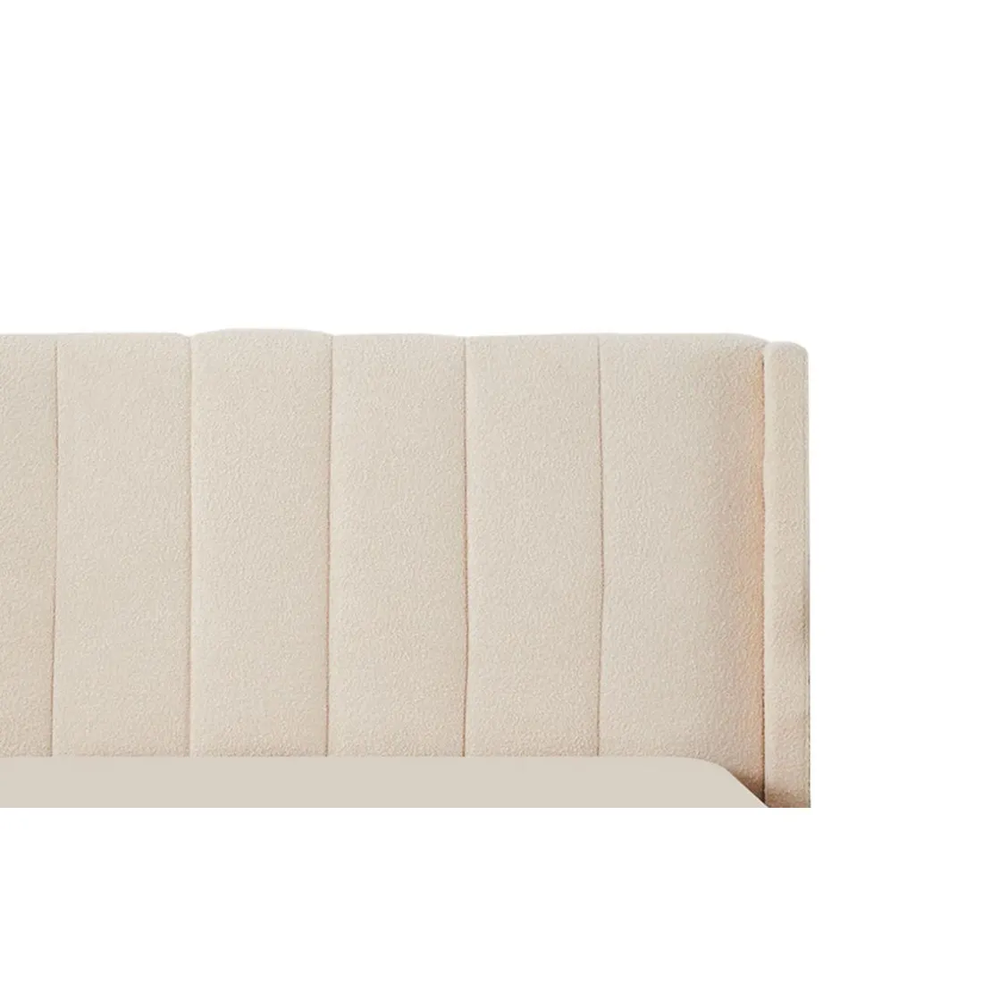 Lit double Magorial avec sommier relevable Tissu Bouclette Crème