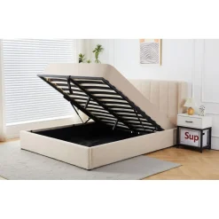 Lit double Magorial avec sommier relevable Tissu Bouclette