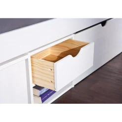 Lit En Bois Avec 4 Espaces De Rangement Blanc 90x200 KALO