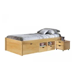 Lit en Pin Massif avec tiroirs de rangement IRIVO