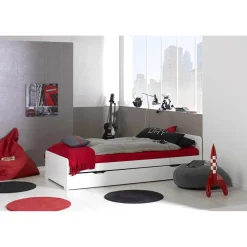 Lit gigogne 90x190 cm avec sommier Blanc FEROE