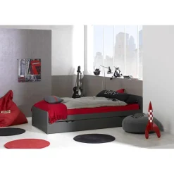 Lit gigogne 90x190 cm avec sommier Ardoise FEROE