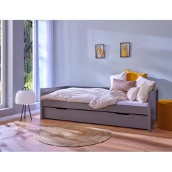 Lit multi fonction DREAM THE FUTURE Gris 90x200 Sommiers inclus Matelas non inclus