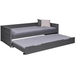 Lit multi fonction DREAM THE FUTURE Gris 90x200 Sommiers inclus Matelas non inclus