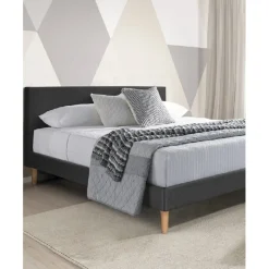 Lit nordik tissu gris fonce