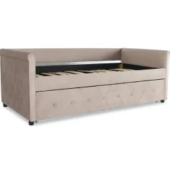 Lit simple gigogne Garry Velours Taupe