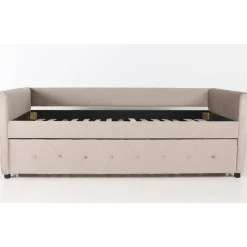 Lit simple gigogne Garry Velours Taupe