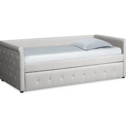 Lit simple gigogne Garry Tissu Beige grisé