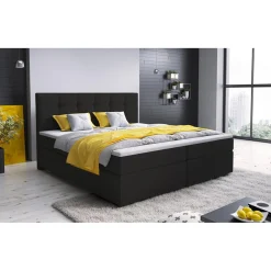 Lit-Coffre Avec Matelas Et Sur-Matelas ROVINKA 180cm Simili Noir