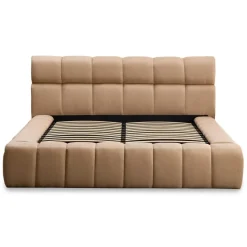 Lit-coffre complet avec rebords matelassés Challow Tissu Beige