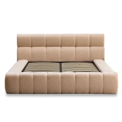 Lit-coffre complet avec rebords matelassés Challow Beige Tissu Bouclette