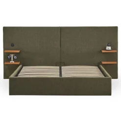 Lit-coffre complet avec tablettes et ports USB intégrés Lukas Tissu Vert