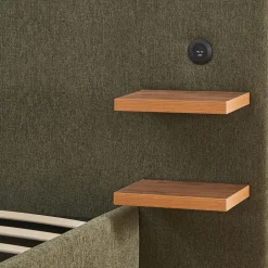 Lit-coffre complet avec tablettes et ports USB intégrés Lukas Tissu Vert