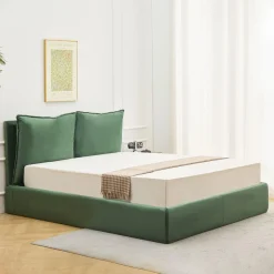 Lit-coffre Coussino sommier relevable Velours Vert