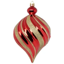 Lot 6 boules déco rouge et or