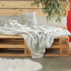 Lot Coussin + Plaid Glacier Acier Cocoon