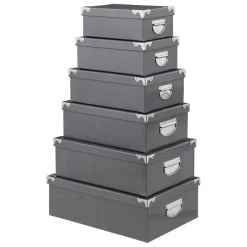 Lot de 6 boîtes coin métal gris