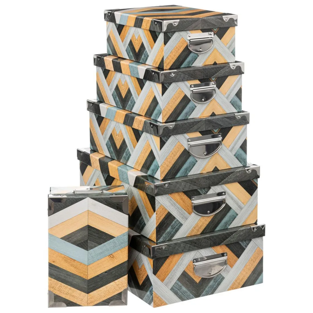 lot de 6 boites MARQUETERIE