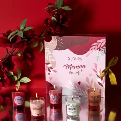 Lot de 5 Bougies Parfumées Calendrier Maman en verre