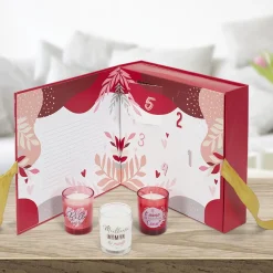 Lot de 5 Bougies Parfumées Calendrier Maman en verre