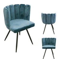 Lot de 2 Chaises ARIEL Velours Bleu Canard