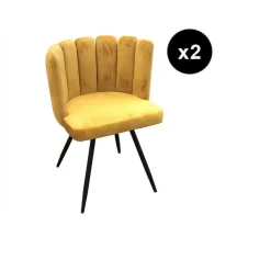 Lot de 2 Chaises ARIEL Velours Jaune