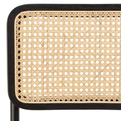 Lot de 2 chaises assise bois noir rotin naturel pieds métal PIERRE